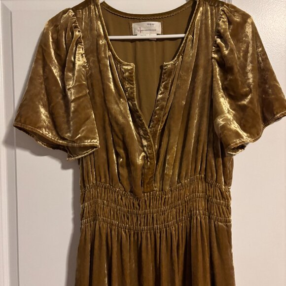 Anthropologie The Somerset Maxi Dress: Velvet Edition Gold - NWOT - Picture 4 of 7